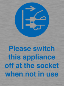 Please switch this appliance off at the socket when not in use